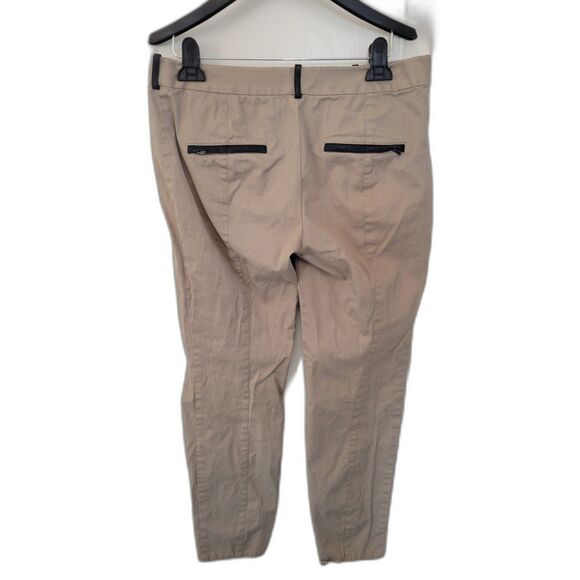 Alexander Wang Khaki Tan Leather Trim Pants - Picture 2 of 4